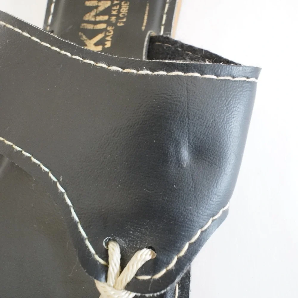 Kino Thong Leather Sandals Mens 13 Black Rope Preppy Nautical Beach Summer USA